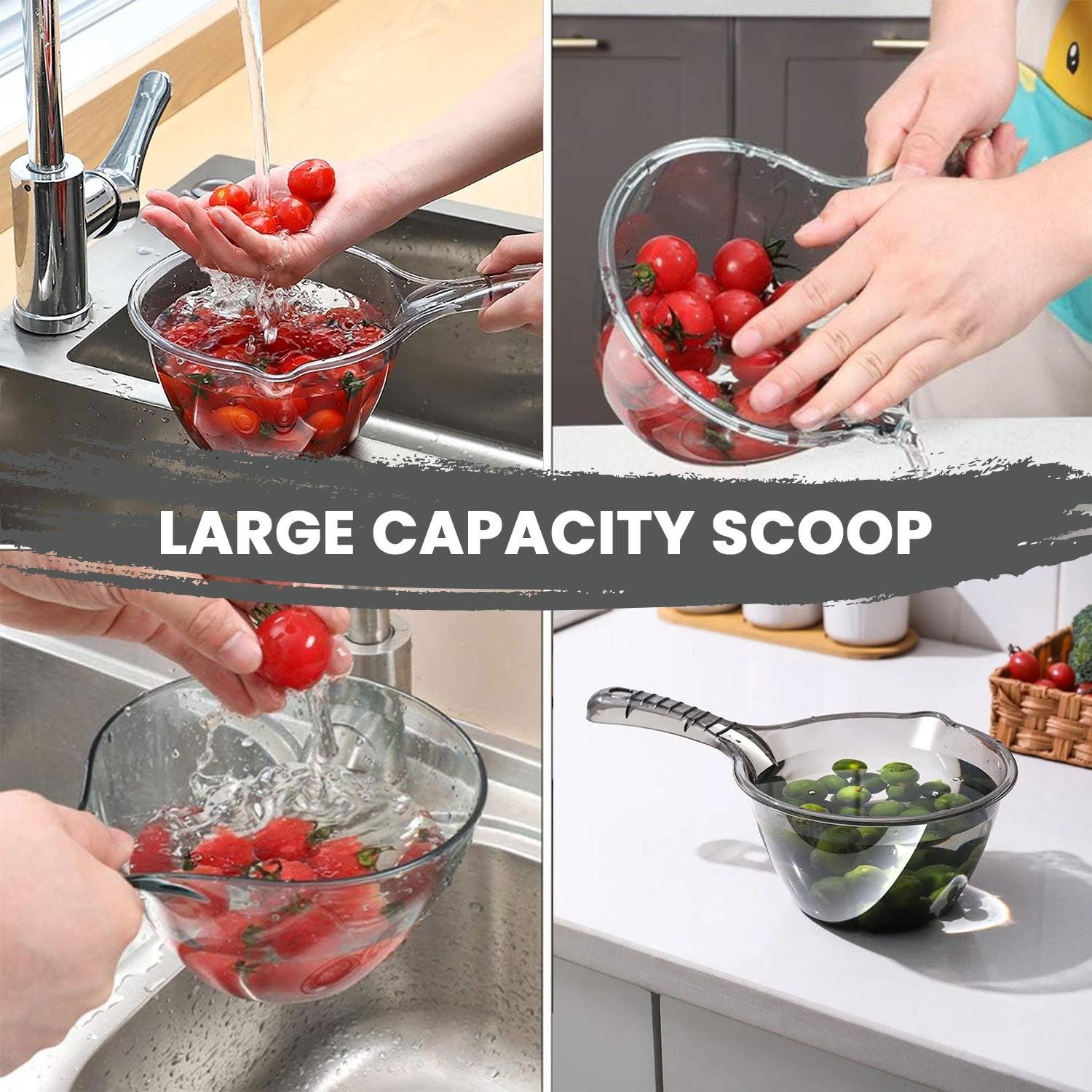 Limitless Water Spoon Thickened Anti-skid Long Handle Household Water Scoop for Bucket with Handle Durable Kitchen Gadget Supplies Tools (Transparent)